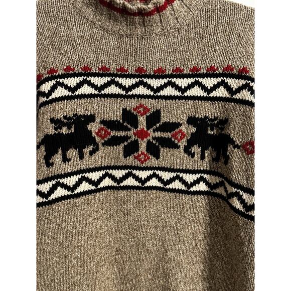 Vintage Eddie Bauer Sweater Snowflake Reindeer Cottage Cabin Wool Blend Sz M - Picture 3 of 11